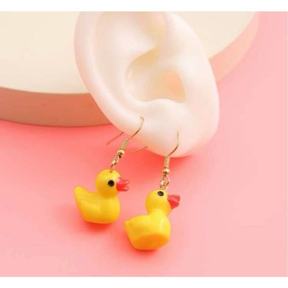Yellow Duck Statement Earrings - Picture 2 of 3